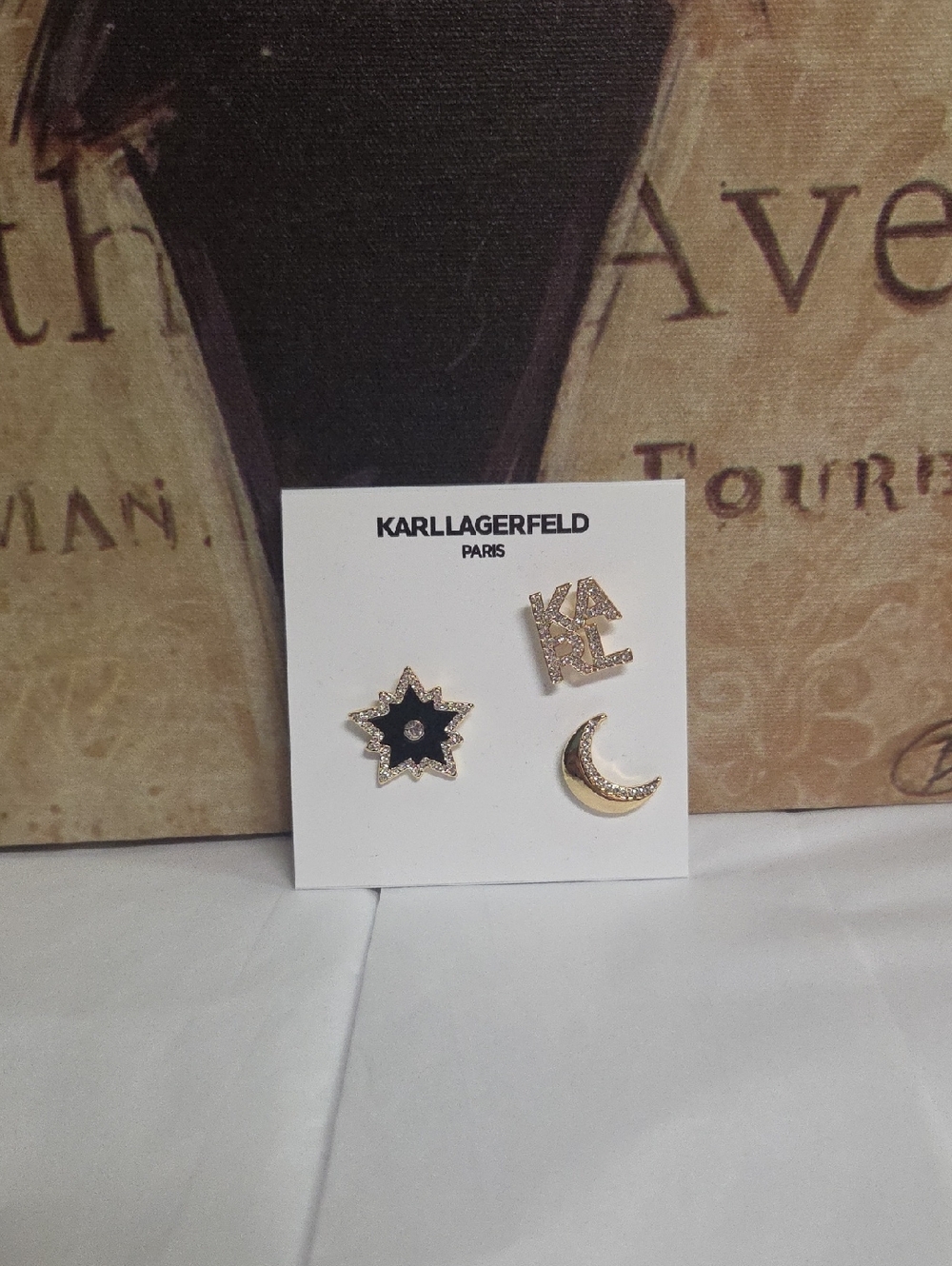 Karl Lagerfeld Gold Tone Celestial Trio Pin Set